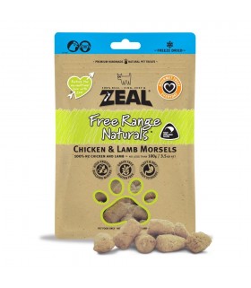 Zeal Free Range Chicken & Lamb Morsels Treat for Cats & Dogs 100g