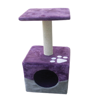 Cat Tree & Pole Purple Grey Paw Print