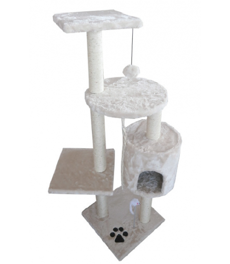 Cat Tree & Pole Creme Color with Spring Mouse