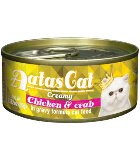 Aatas Creamy Chicken & Crab In Gravy Canned Cat Food 80g x 24