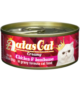Aatas Creamy Chicken & Kanikama In Gravy Canned Cat Food 80g x 24