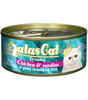 Aatas Creamy Chicken & Sardine In Gravy Canned Cat Food 80g x 24