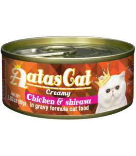 Aatas Creamy Chicken & Shirasu In Gravy Canned Cat Food 80g x 24