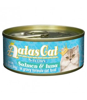 Aatas Savory Salmon & Tuna In Gravy Canned Cat Food 80g x 24