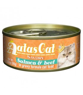Aatas Savory Salmon & Beef In Gravy Canned Cat Food 80g x 24