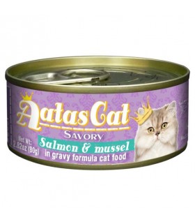 Aatas Savory Salmon & Mussel In Gravy Canned Cat Food 80g x 24