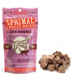 Primal Freeze-Dried Turkey Liver Munchies Treats for Cats & Dogs 2oz