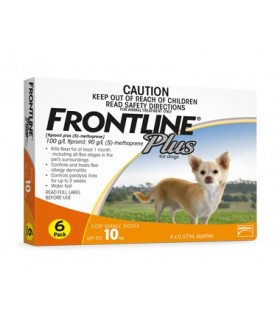 Frontline Plus for Small Dogs up to 10kg (3 tubes)