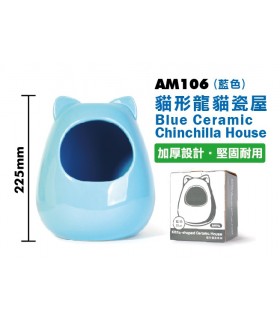 Pet Link Kitty Shaped Ceramic Chinchilla House - Blue
